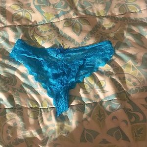 Blue lace thong